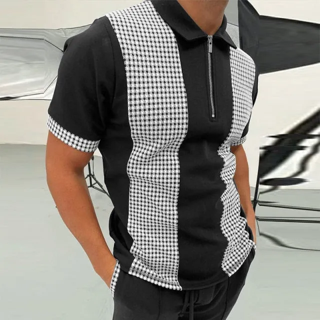 Aristocrat Short Sleeve Zip-Up Curved Hem Polo Shirt