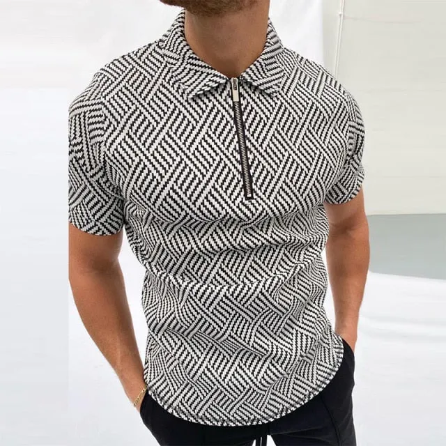 Aristocrat Short Sleeve Zip-Up Curved Hem Polo Shirt