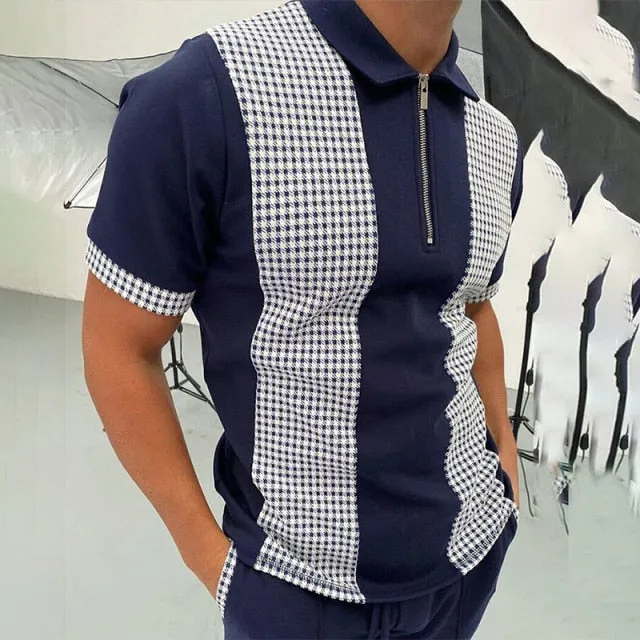 Aristocrat Short Sleeve Zip-Up Curved Hem Polo Shirt