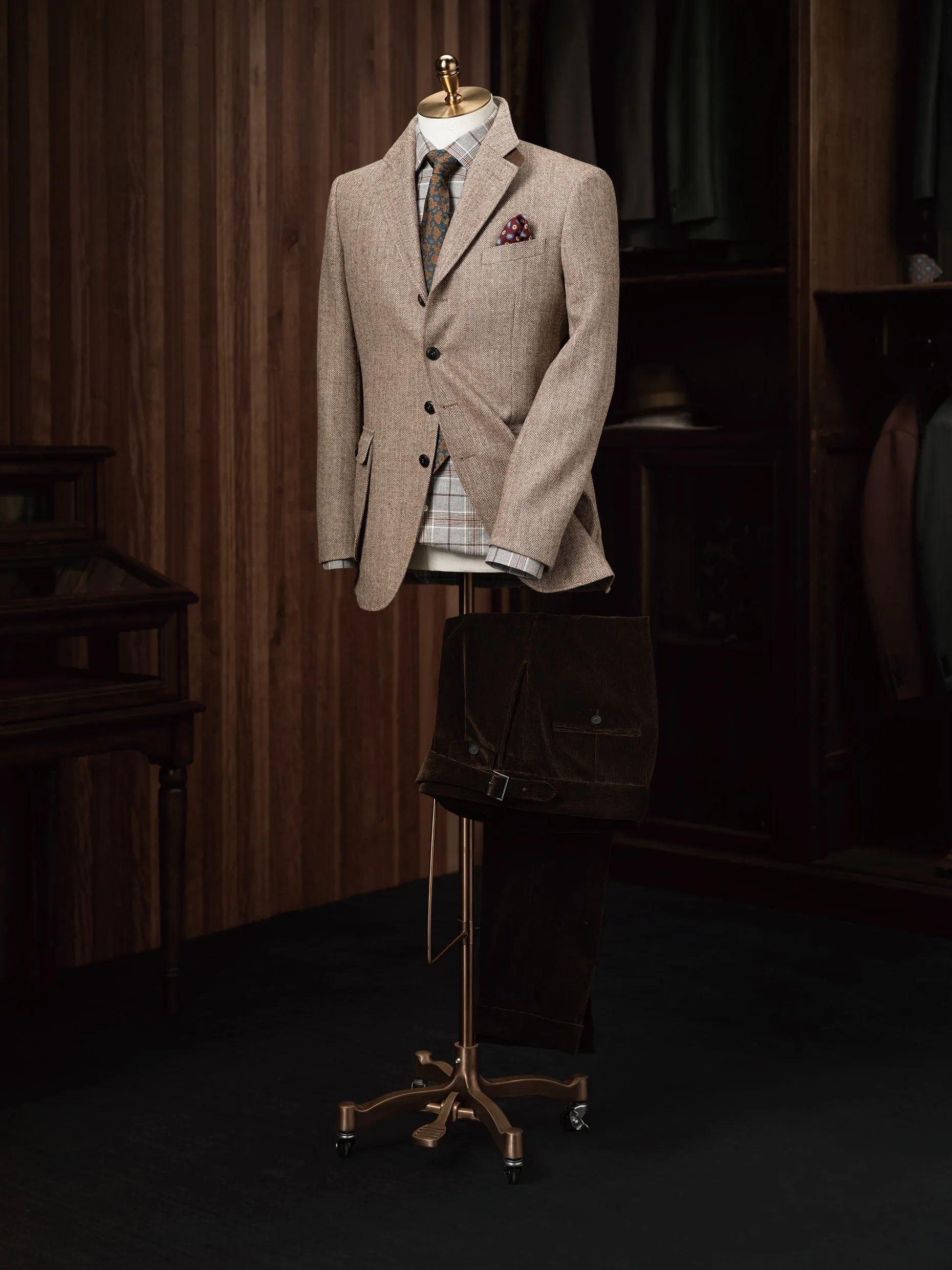 Beige Duo Tone Jacket & Dark Brown Trousers