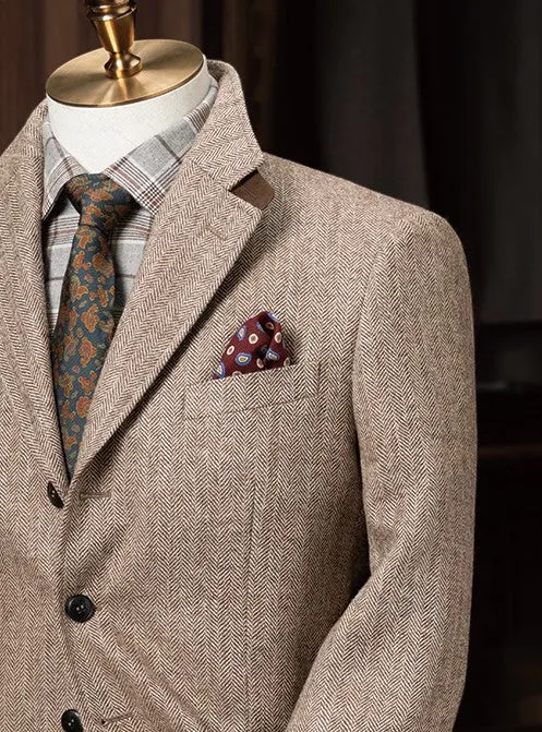 Beige Duo Tone Jacket & Dark Brown Trousers