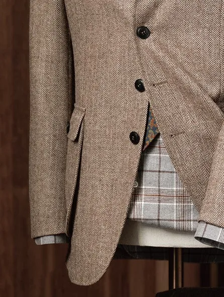 Beige Duo Tone Jacket & Dark Brown Trousers