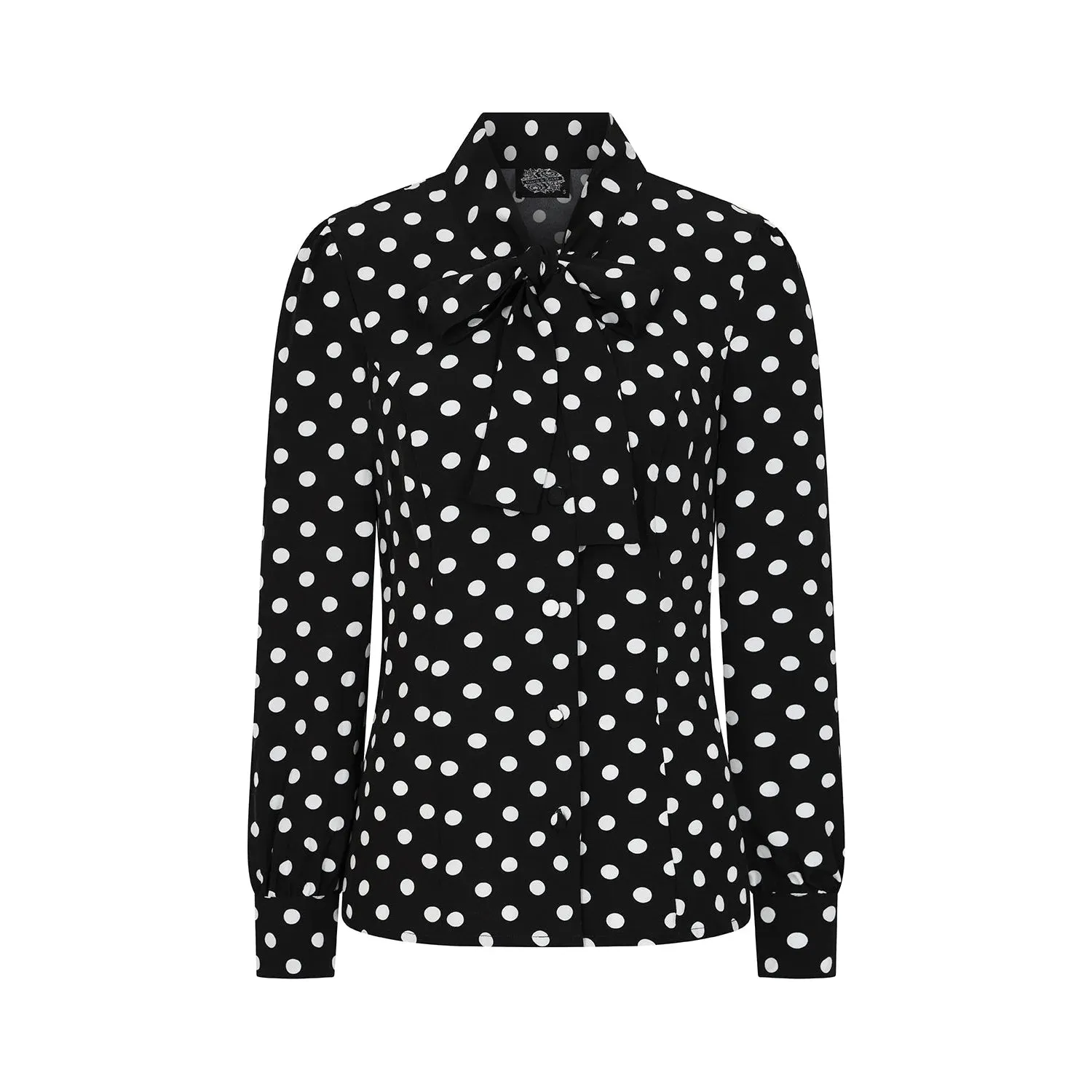 Black White Polka Dot Vintage 3/4 Sleeve Blouse