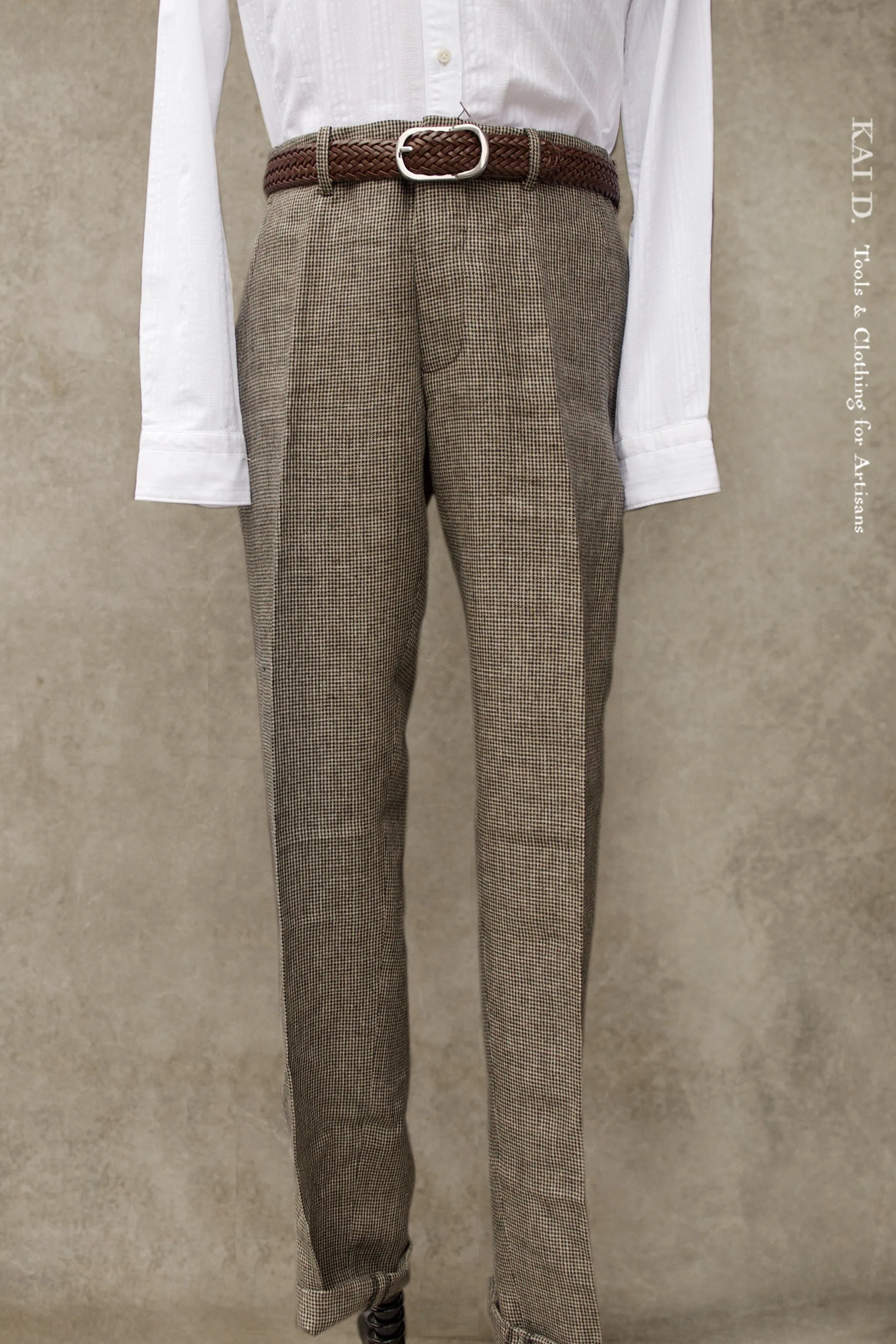 Borough Pants - Tan Linen Houndstooth - 30