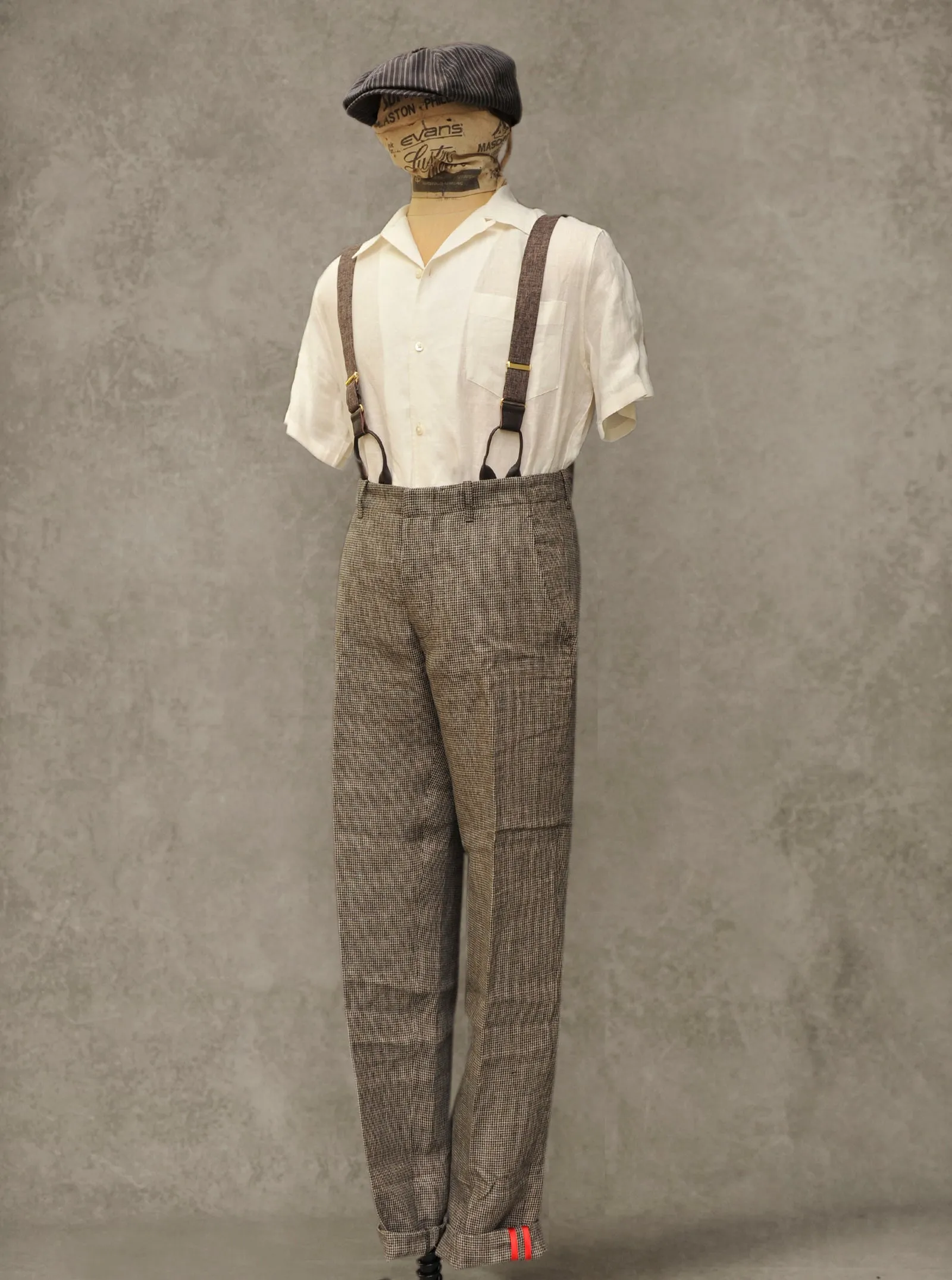 Borough Pants - Tan Linen Houndstooth - 30