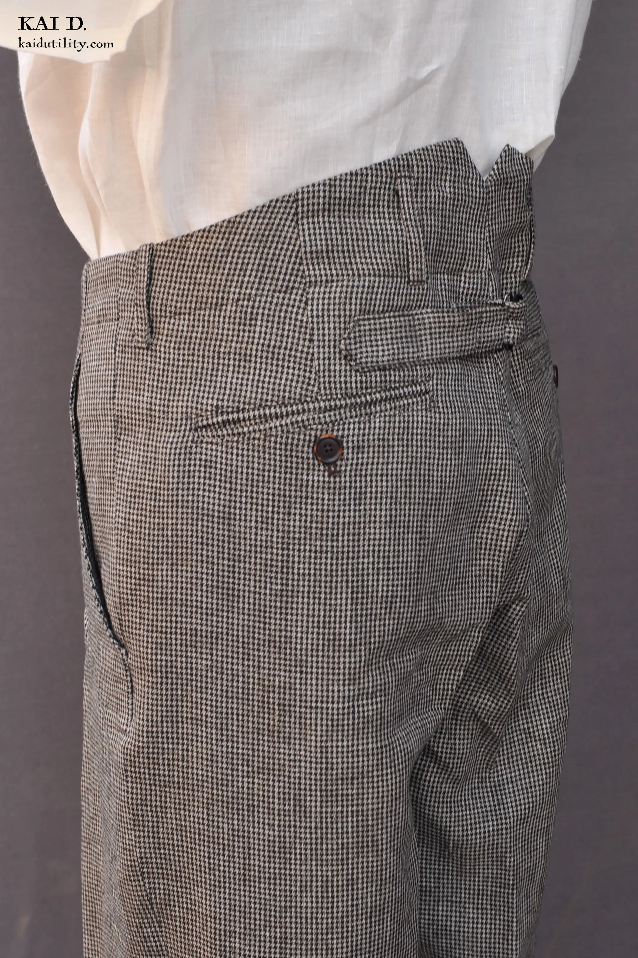 Borough Pants - Tan Linen Houndstooth - 30