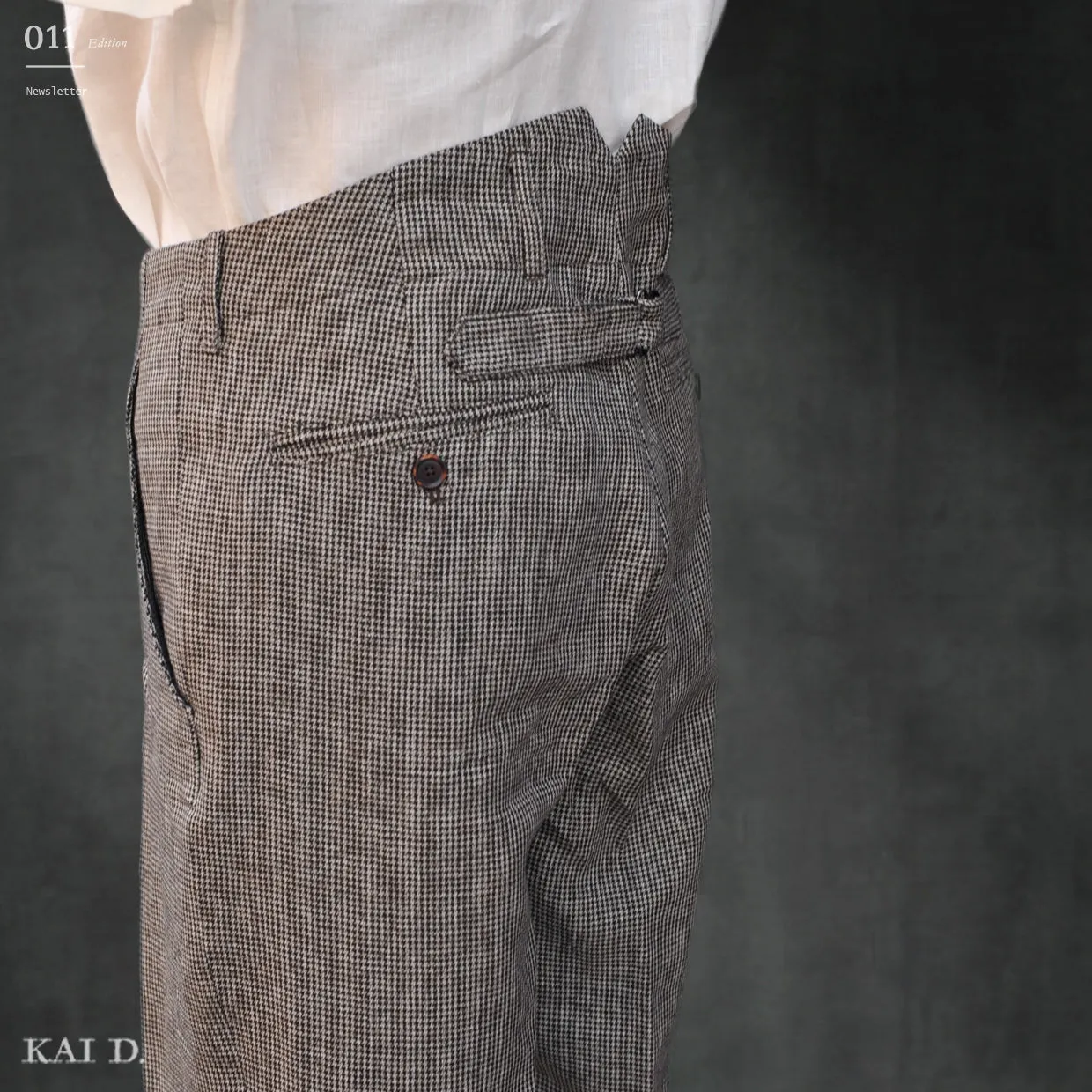 Borough Pants - Tan Linen Houndstooth - 30