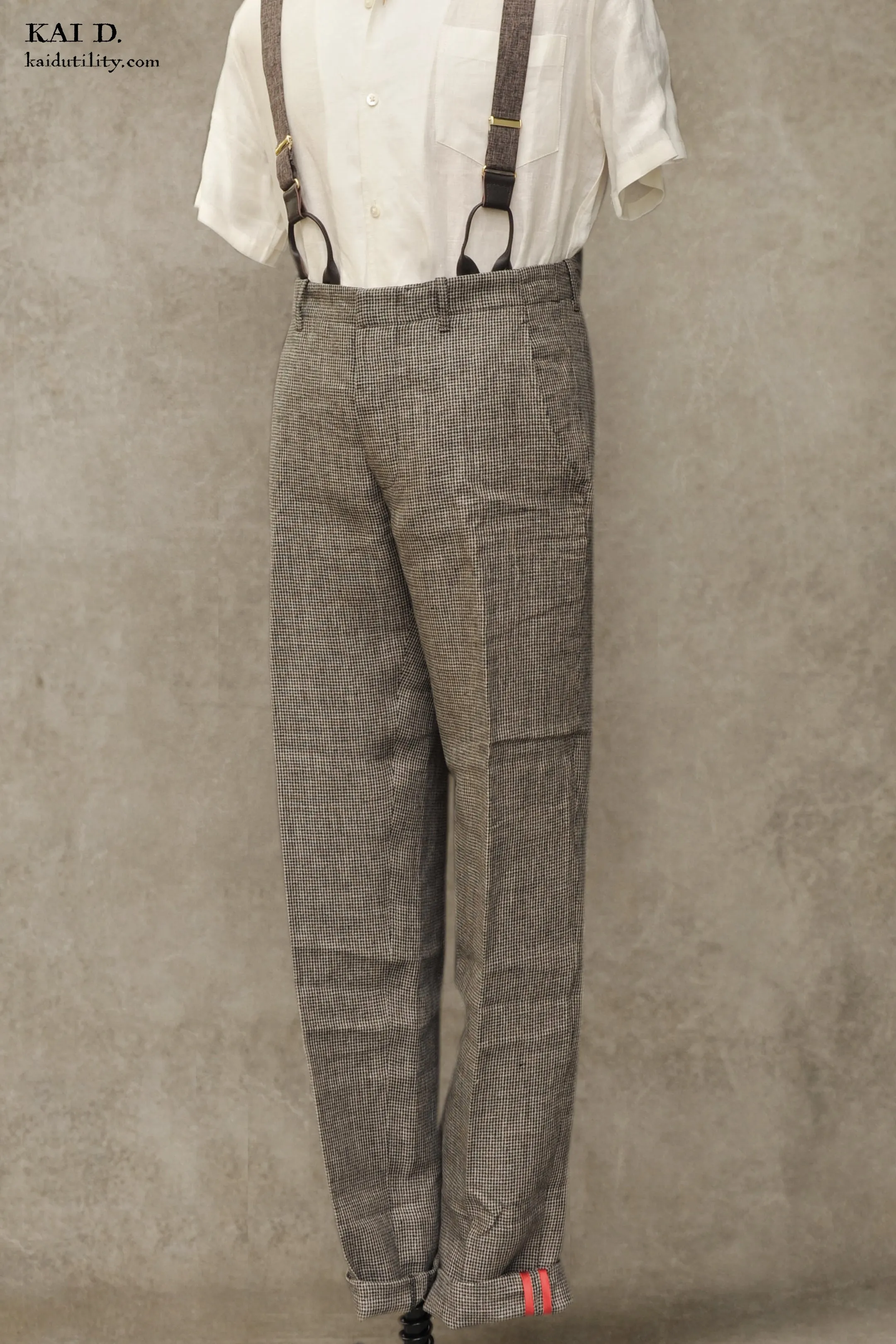 Borough Pants - Tan Linen Houndstooth - 30