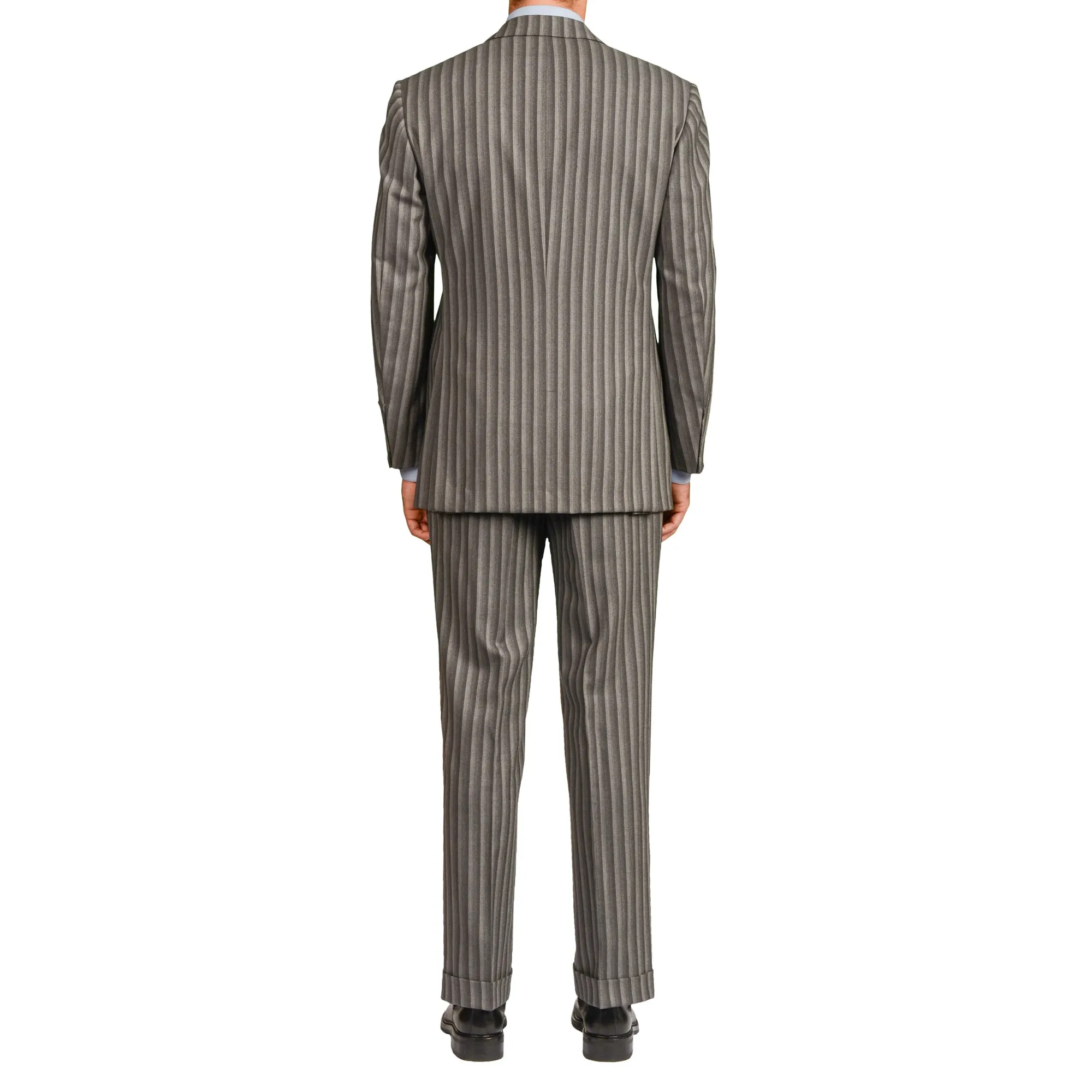 D'AVENZA Roma Handmade Gray Striped Wool-Cashmere Suit EU 50 NEW US 40