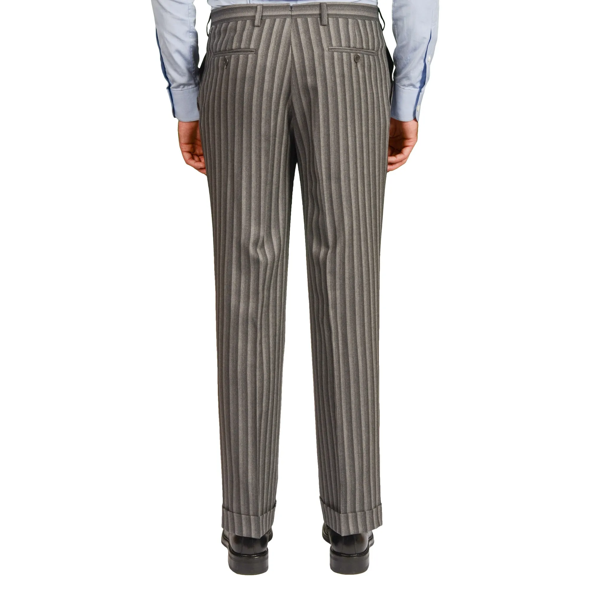 D'AVENZA Roma Handmade Gray Striped Wool-Cashmere Suit EU 50 NEW US 40