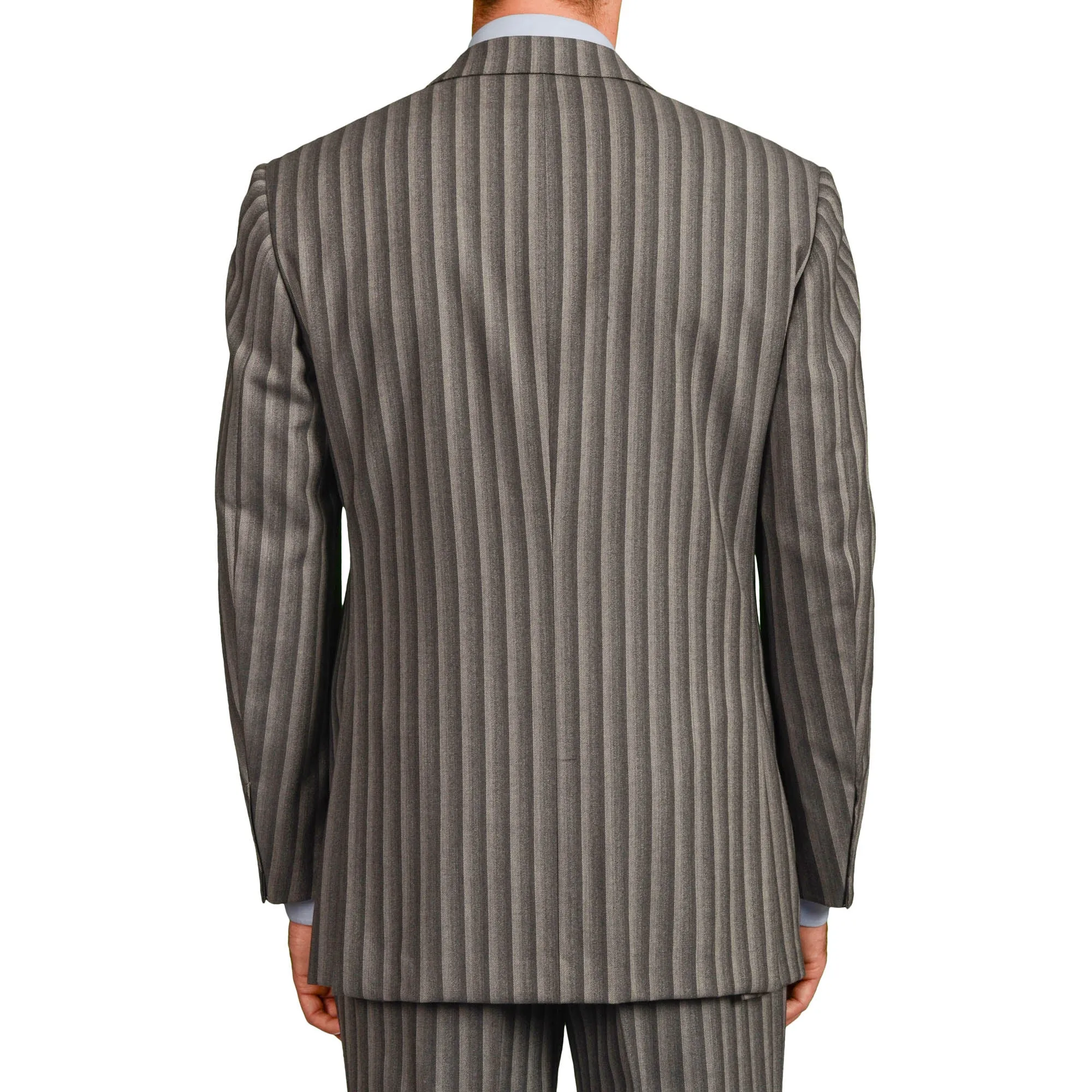D'AVENZA Roma Handmade Gray Striped Wool-Cashmere Suit EU 50 NEW US 40