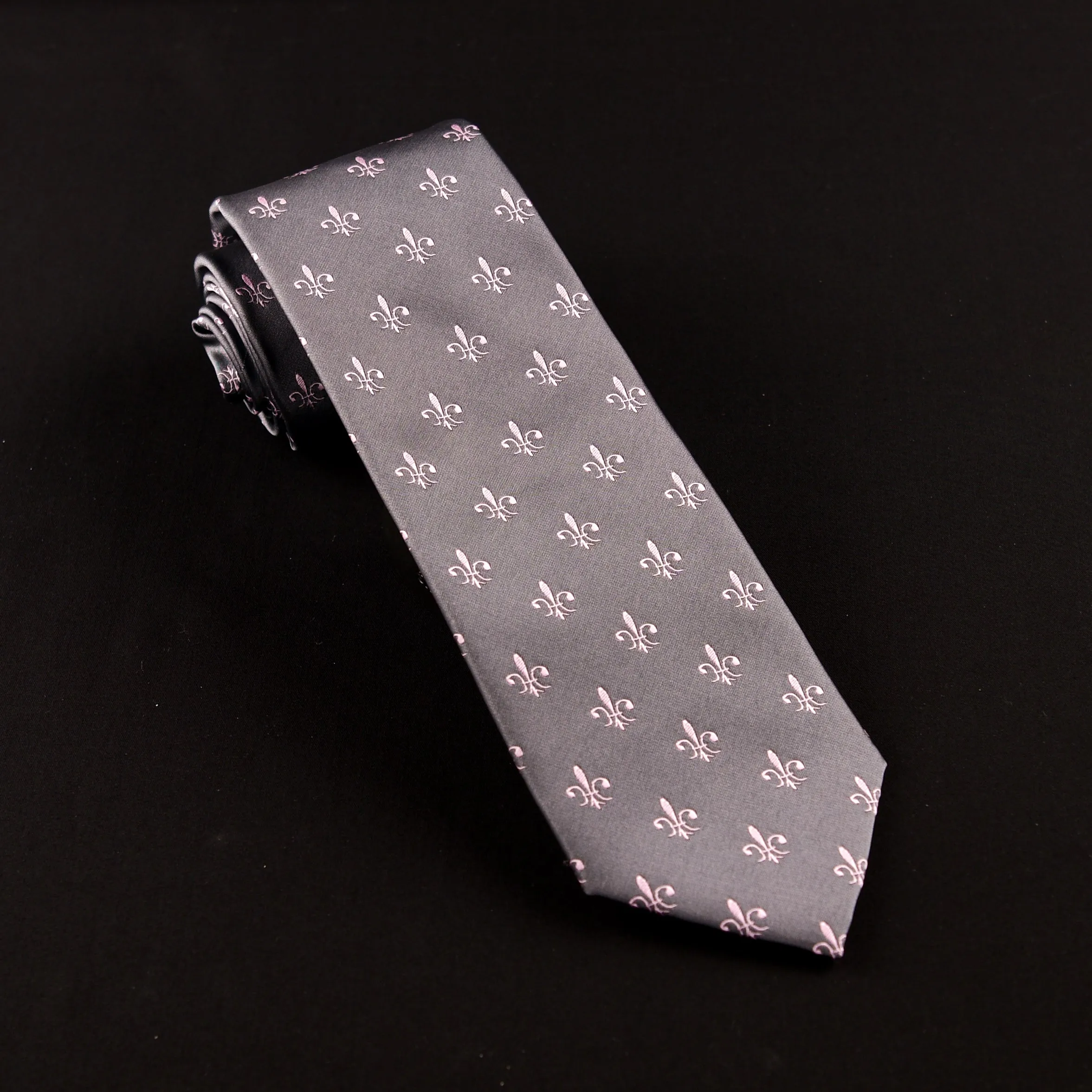 Elegant Purple Blue Check WIth Blue Fleur-De-Lis Dress Shirt French Cuffs Design