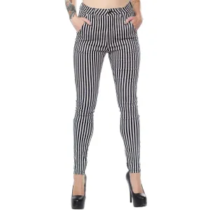 Essential 5 Pocket Black And White Striped Stretch Pants