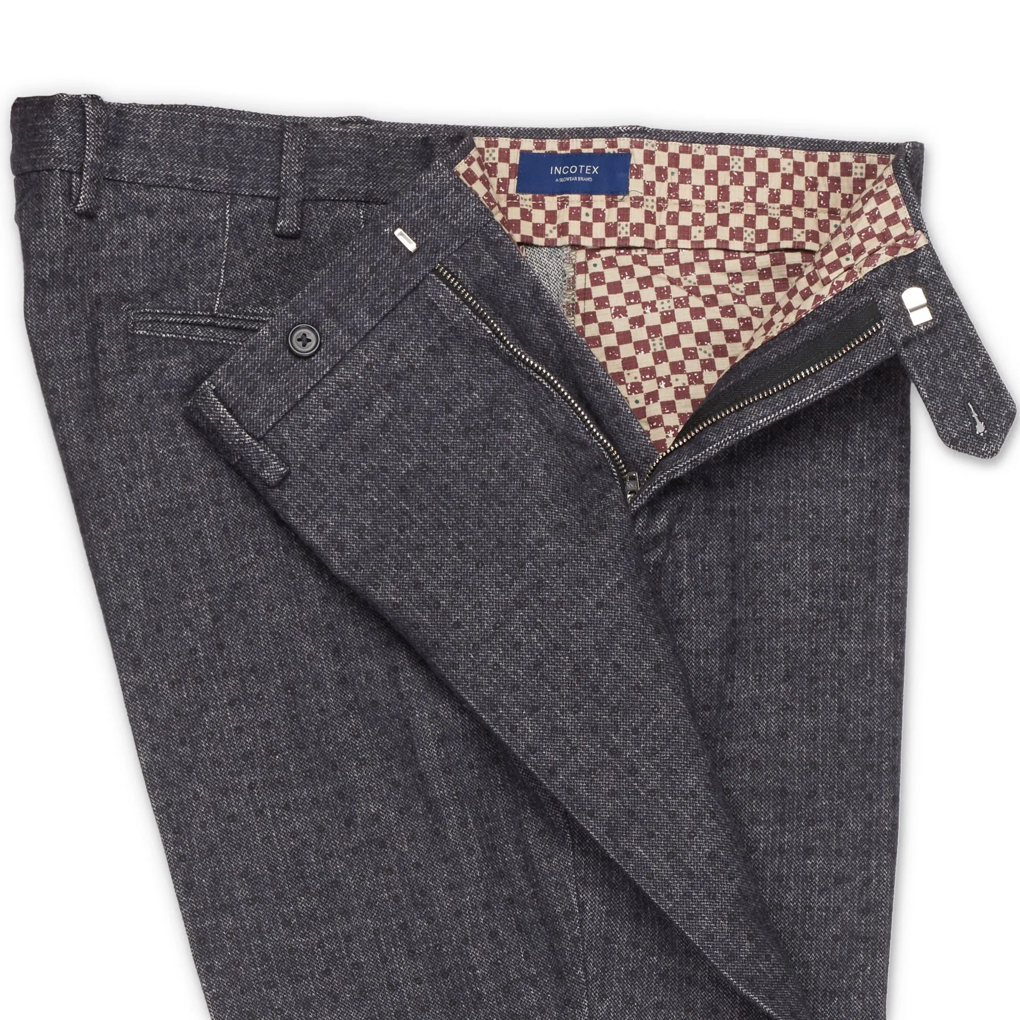 INCOTEX (Slowear) Grayed Cotton Blend Flat Front Pants NEW Slim Fit