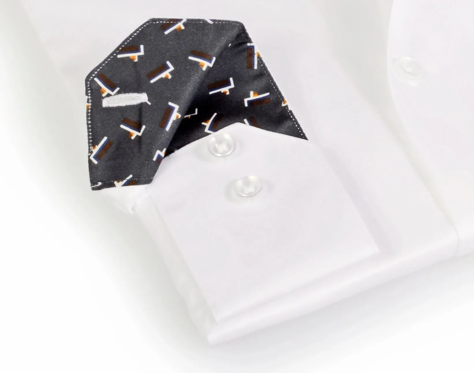 Jimmy Button-Up Shirt With Contrast Details // White // Contemporary Fit (Regular)