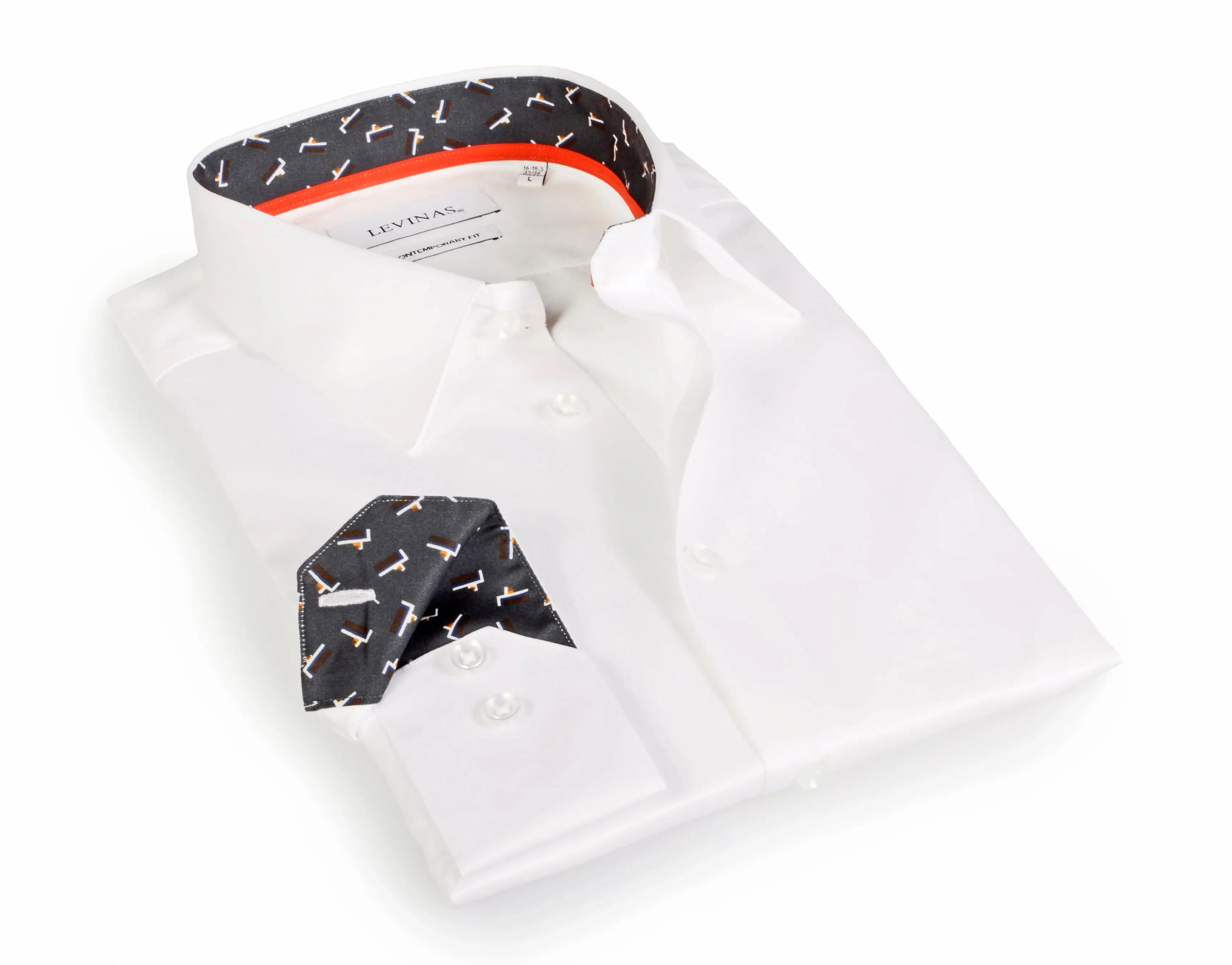 Jimmy Button-Up Shirt With Contrast Details // White // Contemporary Fit (Regular)