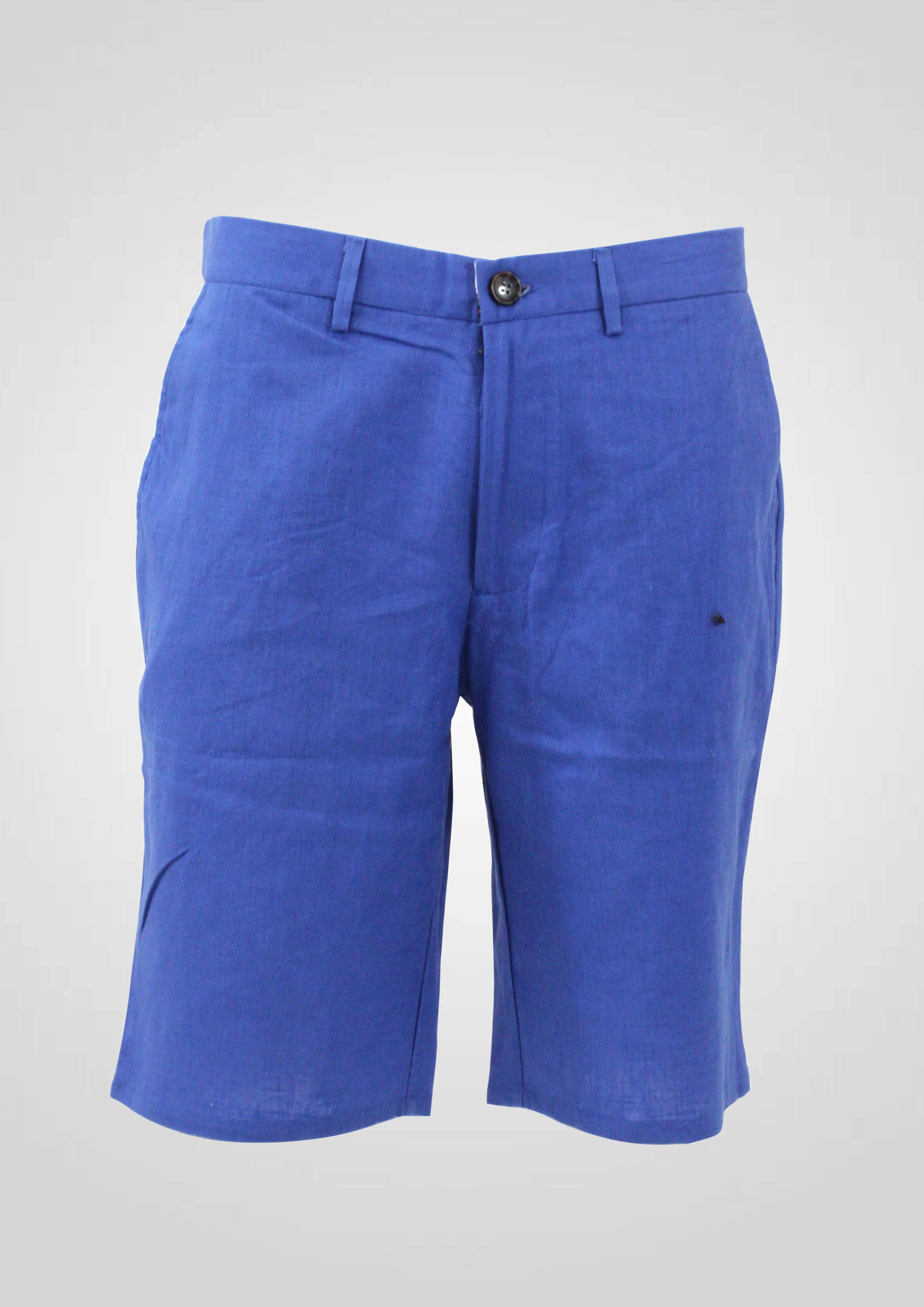 LANZINO,SOLID-FLAT FRONT-BASIC-LINENS PANTS-SSM010-FRENCH BLUE
