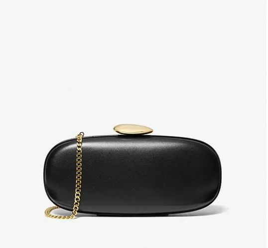 Leather clutch Michael Kors Tina Small Leather, black