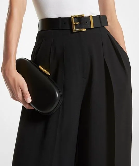 Leather clutch Michael Kors Tina Small Leather, black