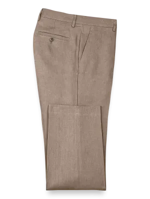 Linen Flat Front Pants - Khaki
