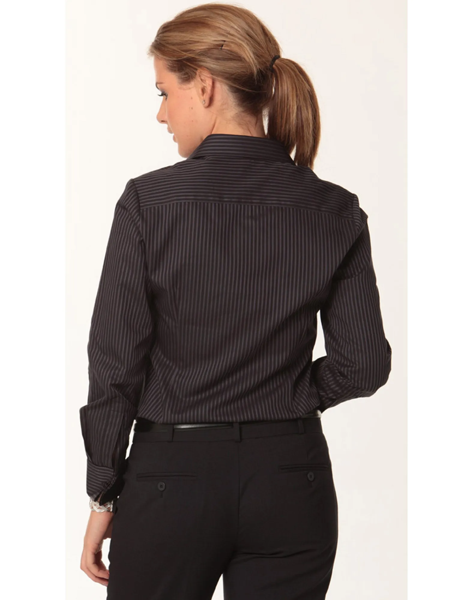 M8132 Women's Dobby Stripe long sleeve shirt