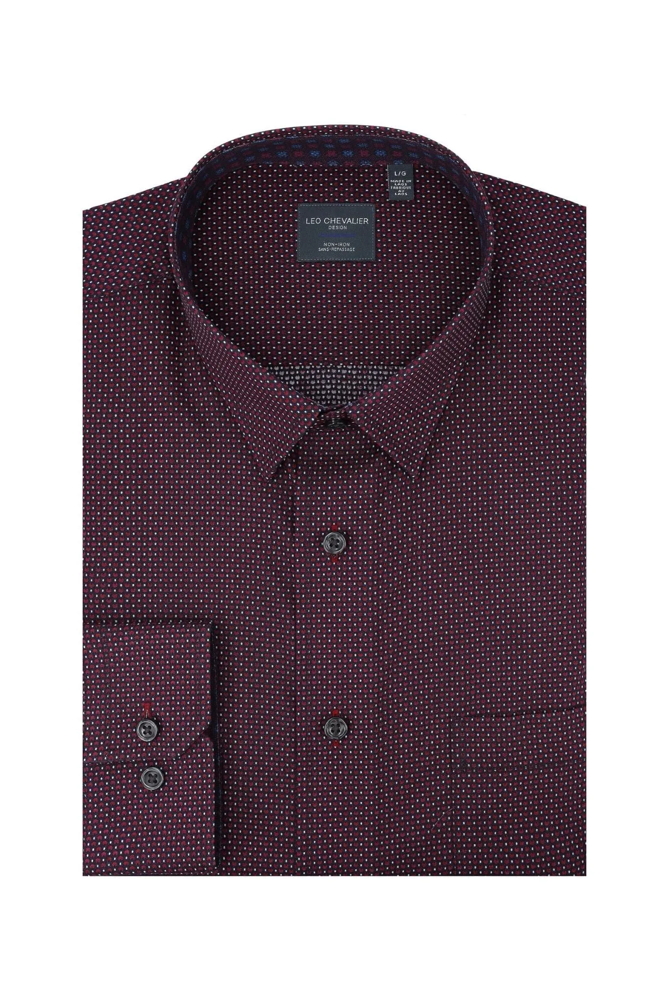 Modern Red Print Men's Casual Hidden Button Down Shirts