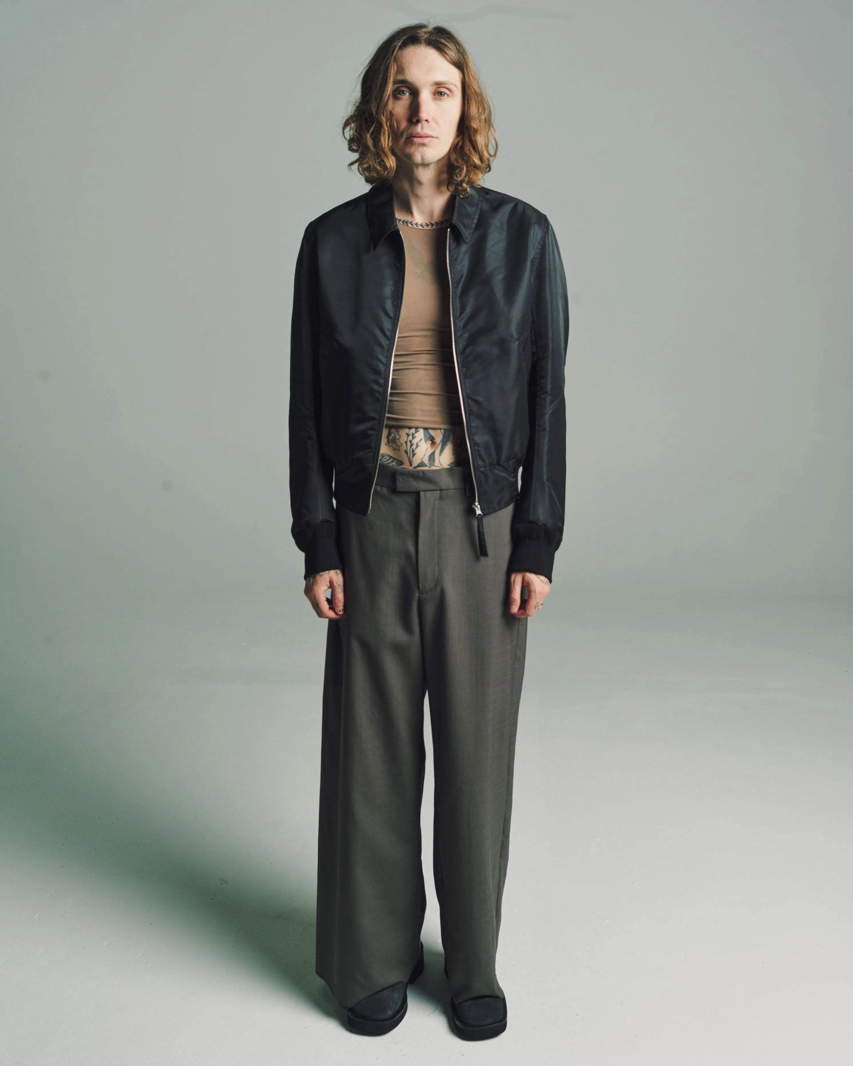 Mud Brown Tailoring Wool Canvas Trousers