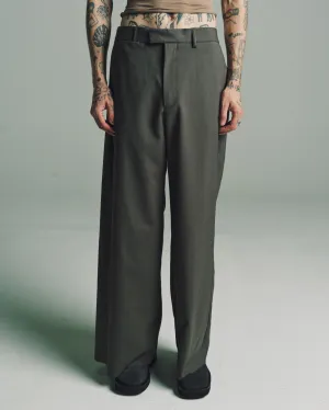 Mud Brown Tailoring Wool Canvas Trousers