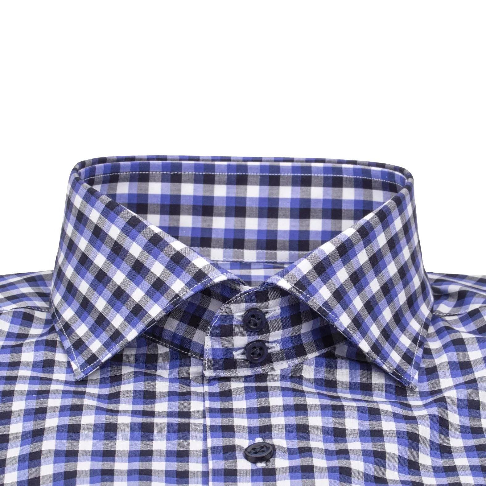 Navy Sapphire Gingham Dress Shirt