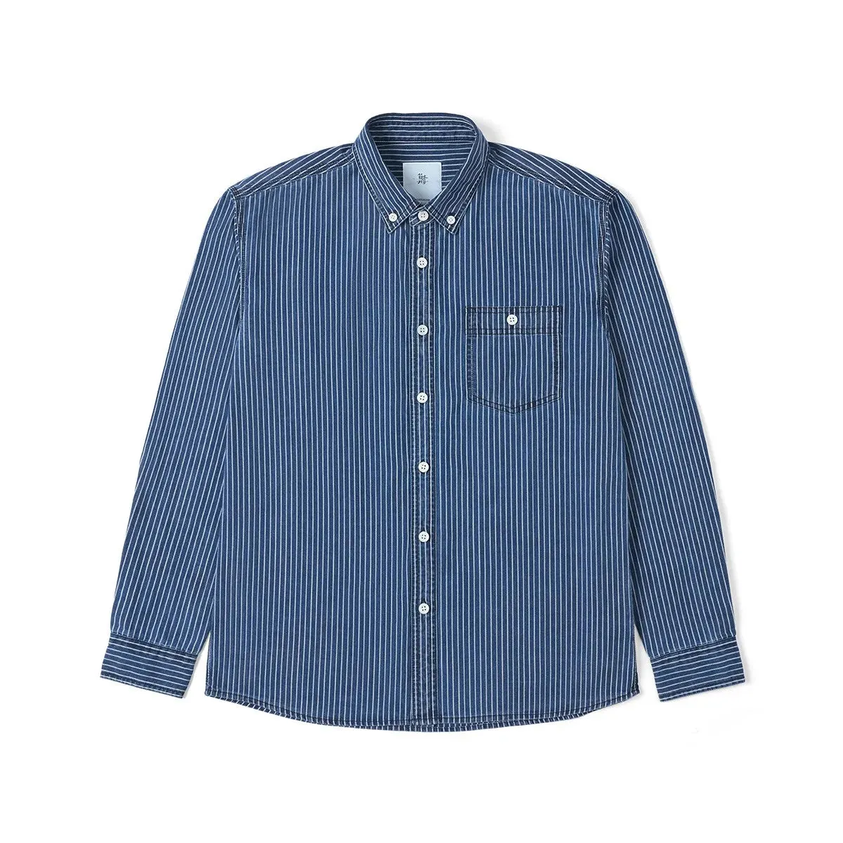 Oversize Vertical Striped Denim Shirts for Men - Plus Size