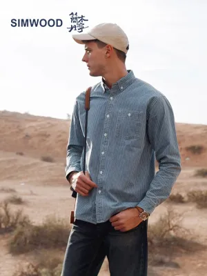 Oversize Vertical Striped Denim Shirts for Men - Plus Size