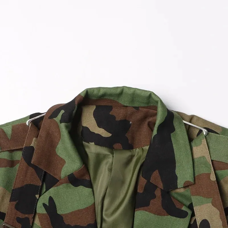 Pre Order:  Camouflage Single-Breasted Belted Blazer - @modelnehemie