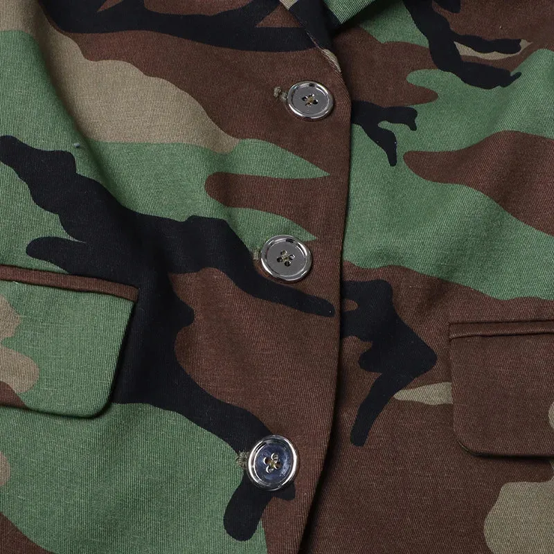Pre Order:  Camouflage Single-Breasted Belted Blazer - @modelnehemie