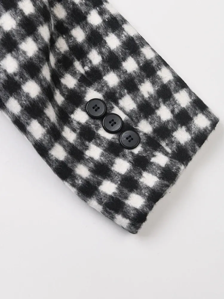 Pre Order:  Plaid Faux Leather Spliced Blazer