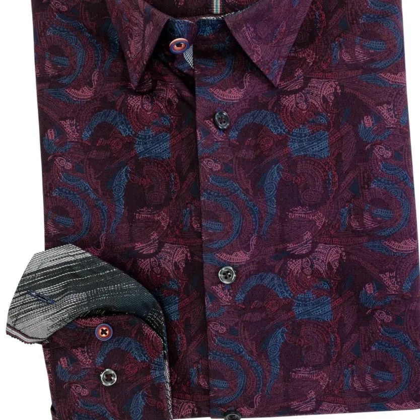 Sale Sotto Sopra Non Iron Print Sport Shirt Hidden Button-Down Collar