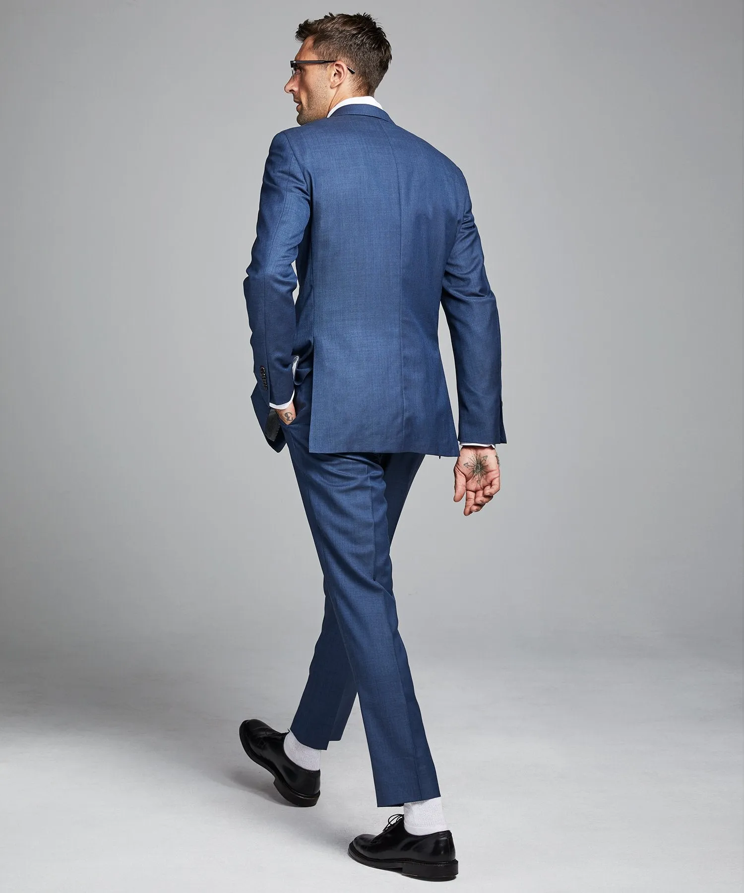 Sutton Stretch Tropical Wool Suit in Petrol Blue