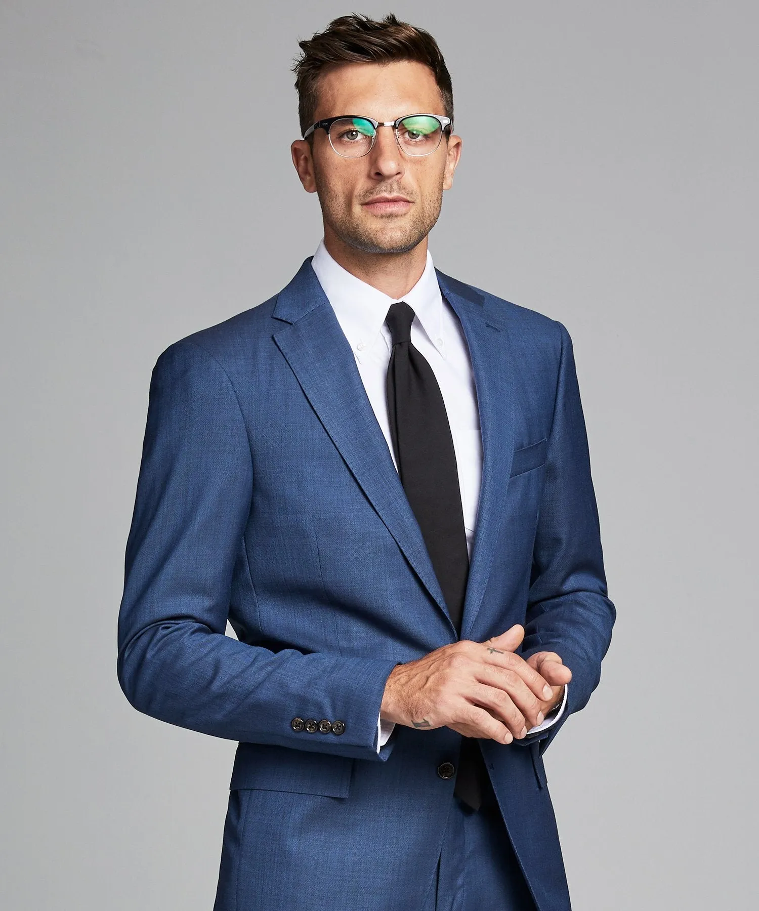 Sutton Stretch Tropical Wool Suit in Petrol Blue