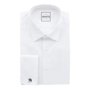 White Egyptian Cotton Non Iron Dress Shirt, Modified Collar and French Cuffs