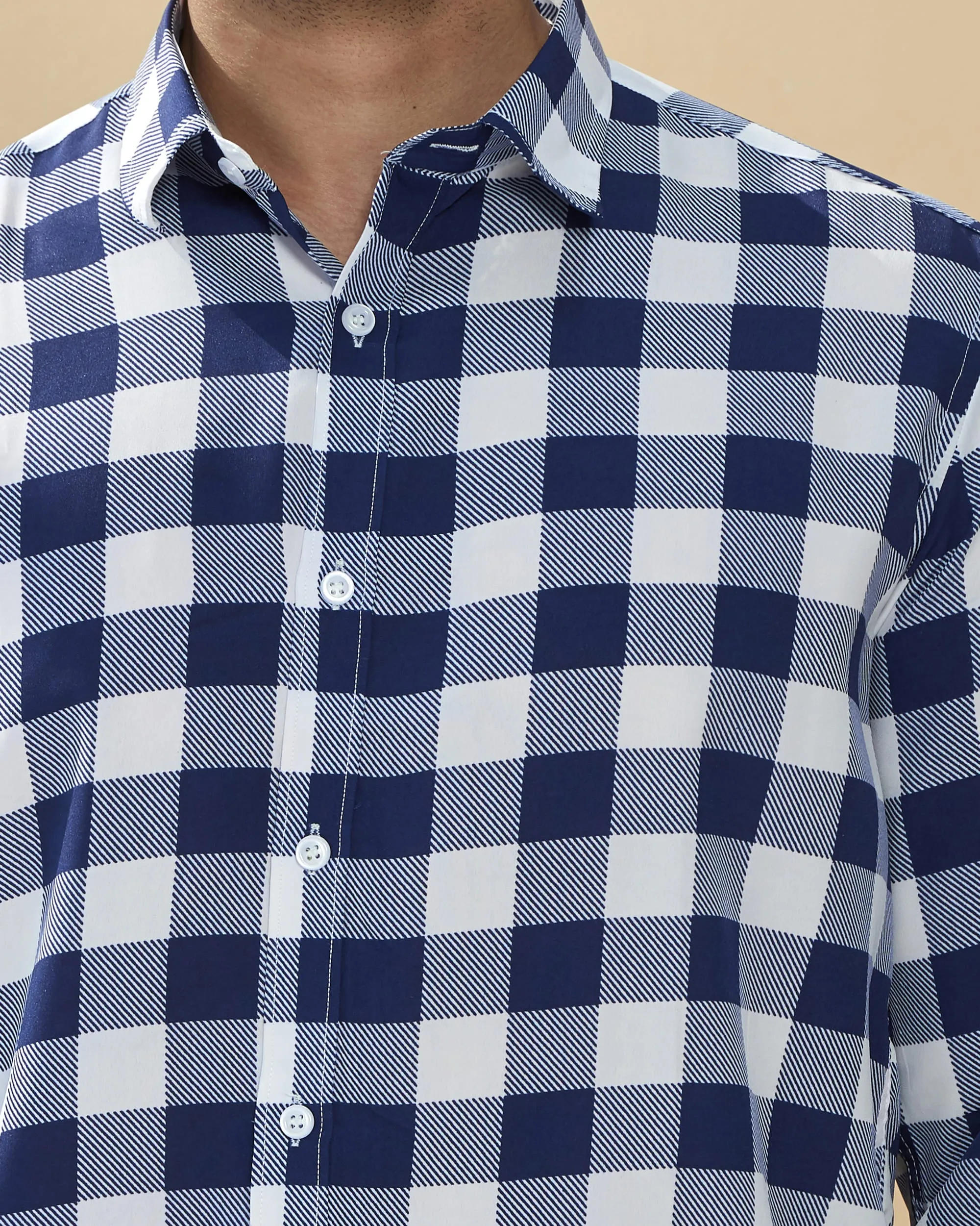 White Full Sleeve Crape Casual Printed Men’s Shirt